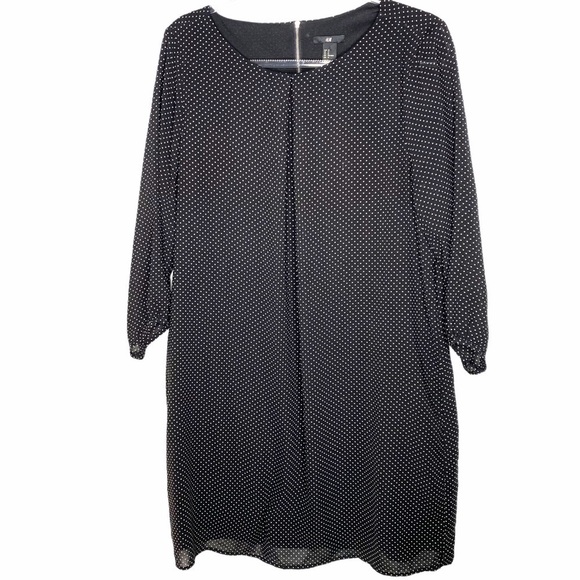 H&M Mini Dot Chiffon lined Shift dress 14 - Picture 1 of 7